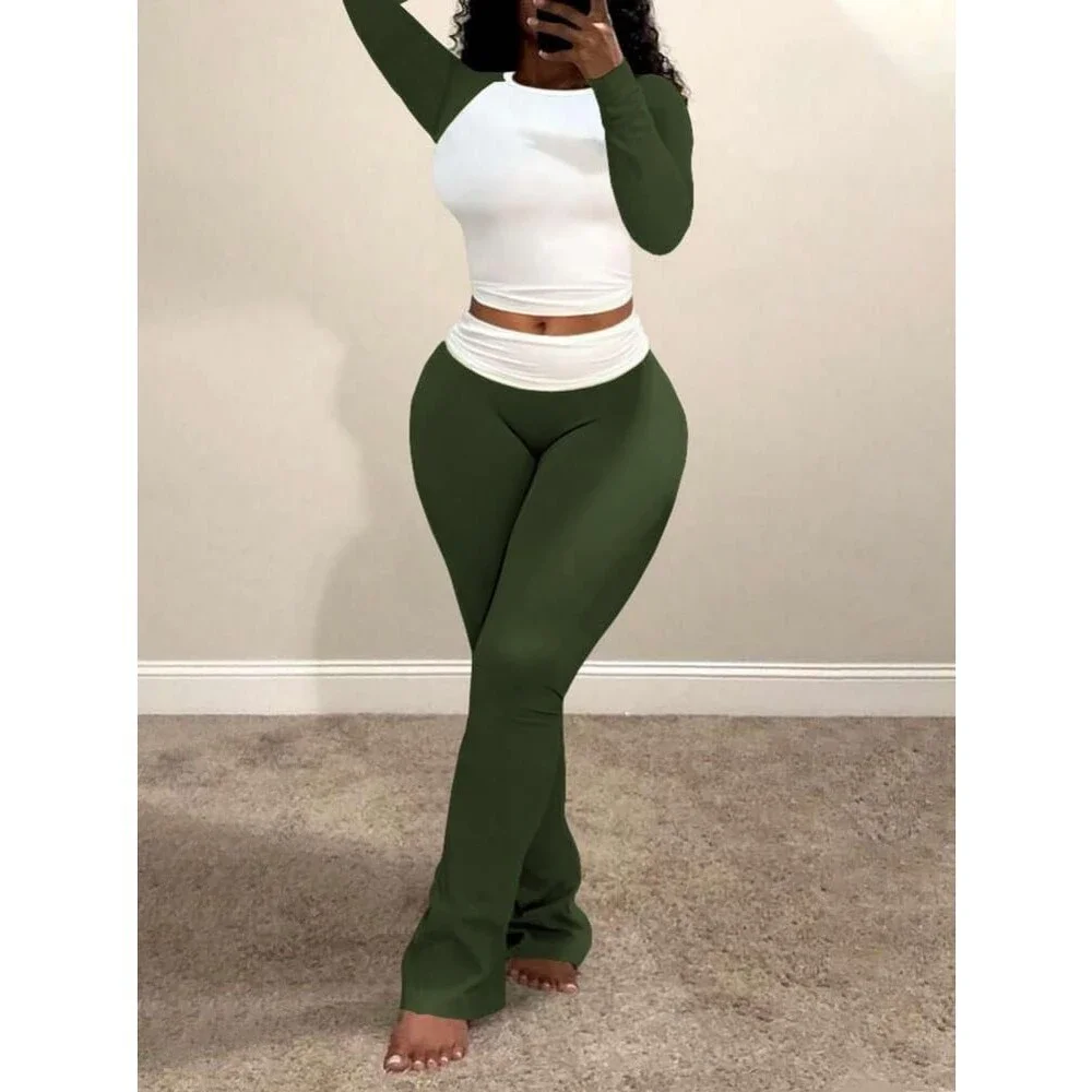 Nimsruc Women's Green Lounge Sets Fall Comfy Tracksuits Pants 2 Piece XXL